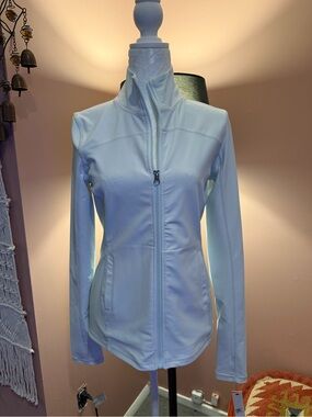 Aqua Light Blue Zip-Front Utility Jacket